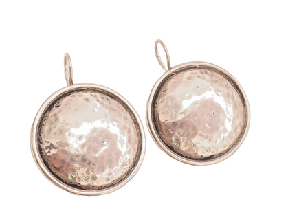 925 Sterling Silver  Vintage Designer Round Bulged Bordered Earrings EG12408