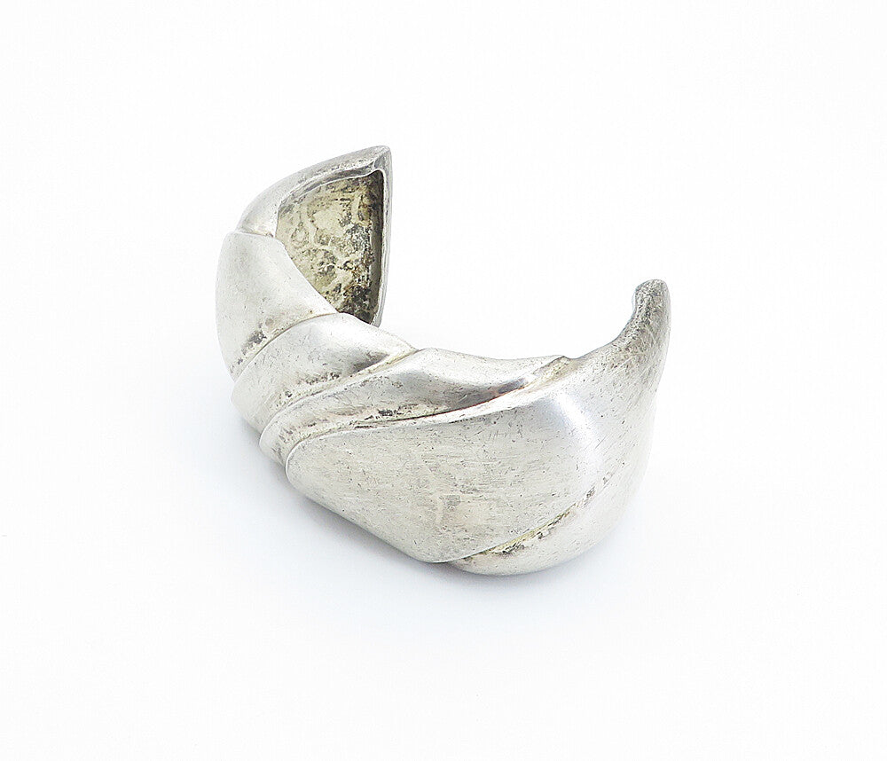 WS 925 Sterling Silver  Vintage Modernist Sculpted Large Cuff Bracelet  BT3361