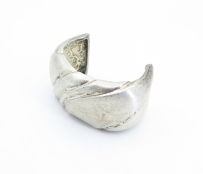 WS 925 Sterling Silver  Vintage Modernist Sculpted Large Cuff Bracelet  BT3361