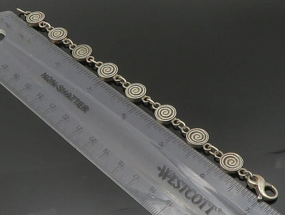 925 Sterling Silver  Vintage Engraved Spiral Pattern Chain Bracelet  BT9405