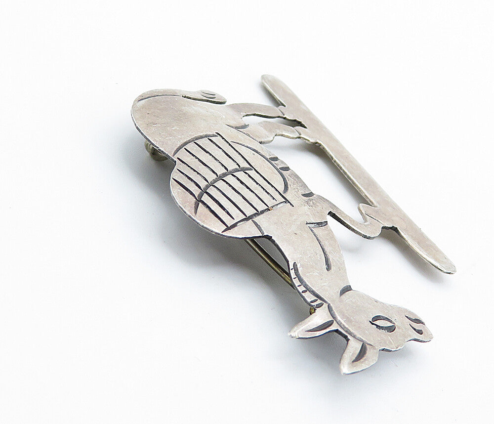 TAXCO 925 Sterling Silver  Vintage Etched Detail Donkey Brooch Pin  BP2809