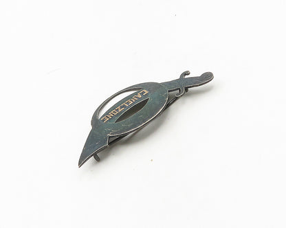 925 Sterling Silver & 18K GOLD  Vintage Two Tone Dagger Brooch Pin  BP7376