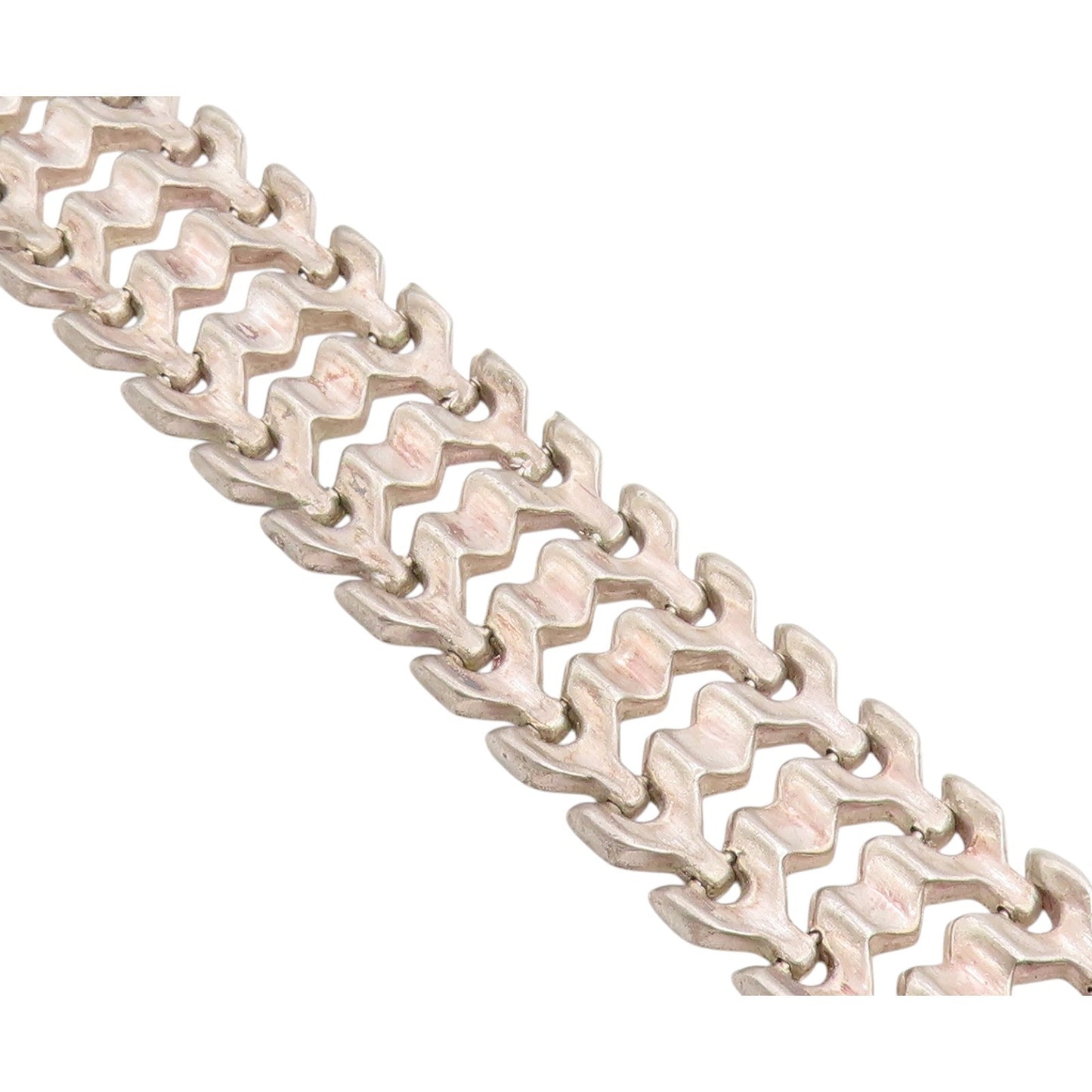 925 Sterling Silver Vintage Bracelet MILOR Geometric Multi Row Link  BT12215