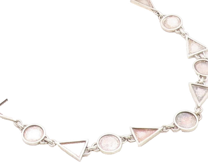 925 Sterling Silver Vintage Necklace Circular & Triangular Cutout Chain  NE4339