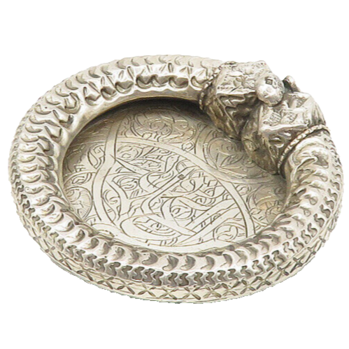 MIDDLE EAST 925 Sterling Silver Vintage Shiny Etched Pattern Trinket Tray TR2516
