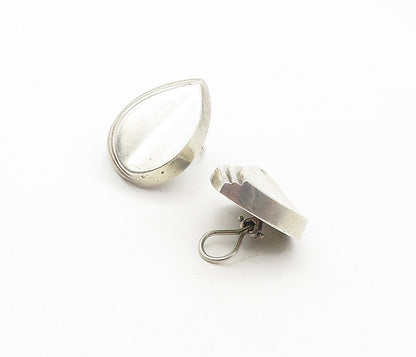 925 Sterling Silver  Vintage Concave Tear Drop Non Pierce Earrings  EG3806