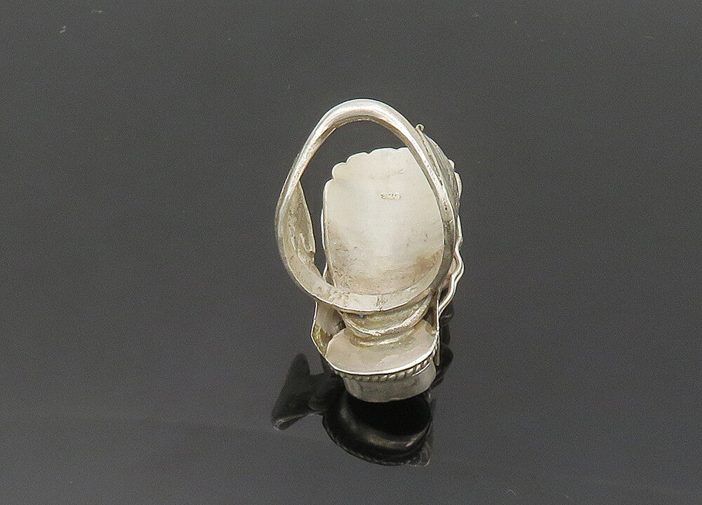 925 Silver  Vintage Turquoise & Black Onyx Dragon Head Ring Sz 9  RG20051