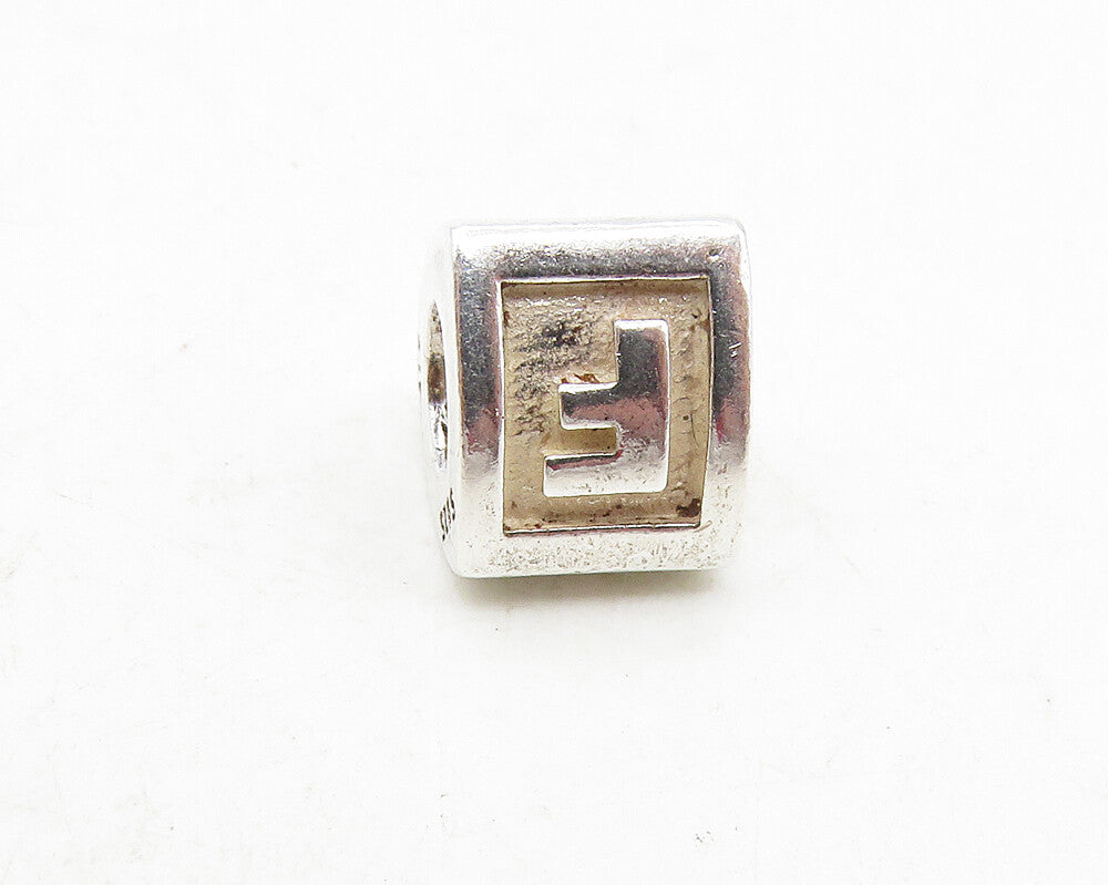 PANDORA 925 Silver  Vintage Petite Shiny F Initial Bead Charm Pendant  PT7478