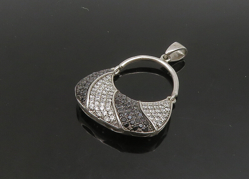 925 Sterling Silver  Vintage Cubic Zirconia & Spinel Purse Pendant  PT19395