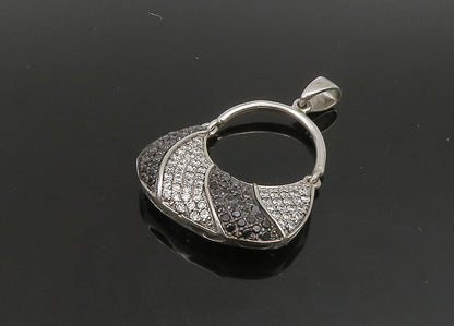 925 Sterling Silver  Vintage Cubic Zirconia & Spinel Purse Pendant  PT19395