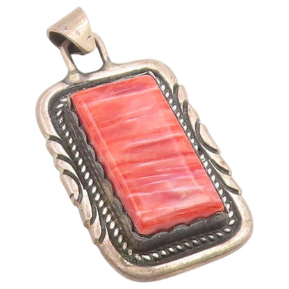 925 Sterling Silver Vintage Pendant NAVAJO Spiny Oyster Geometric Charm  PT26553
