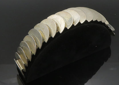 MEXICO 925 Sterling Silver Vintage Heavy Shiny Modernist Chain Bracelet BT9043