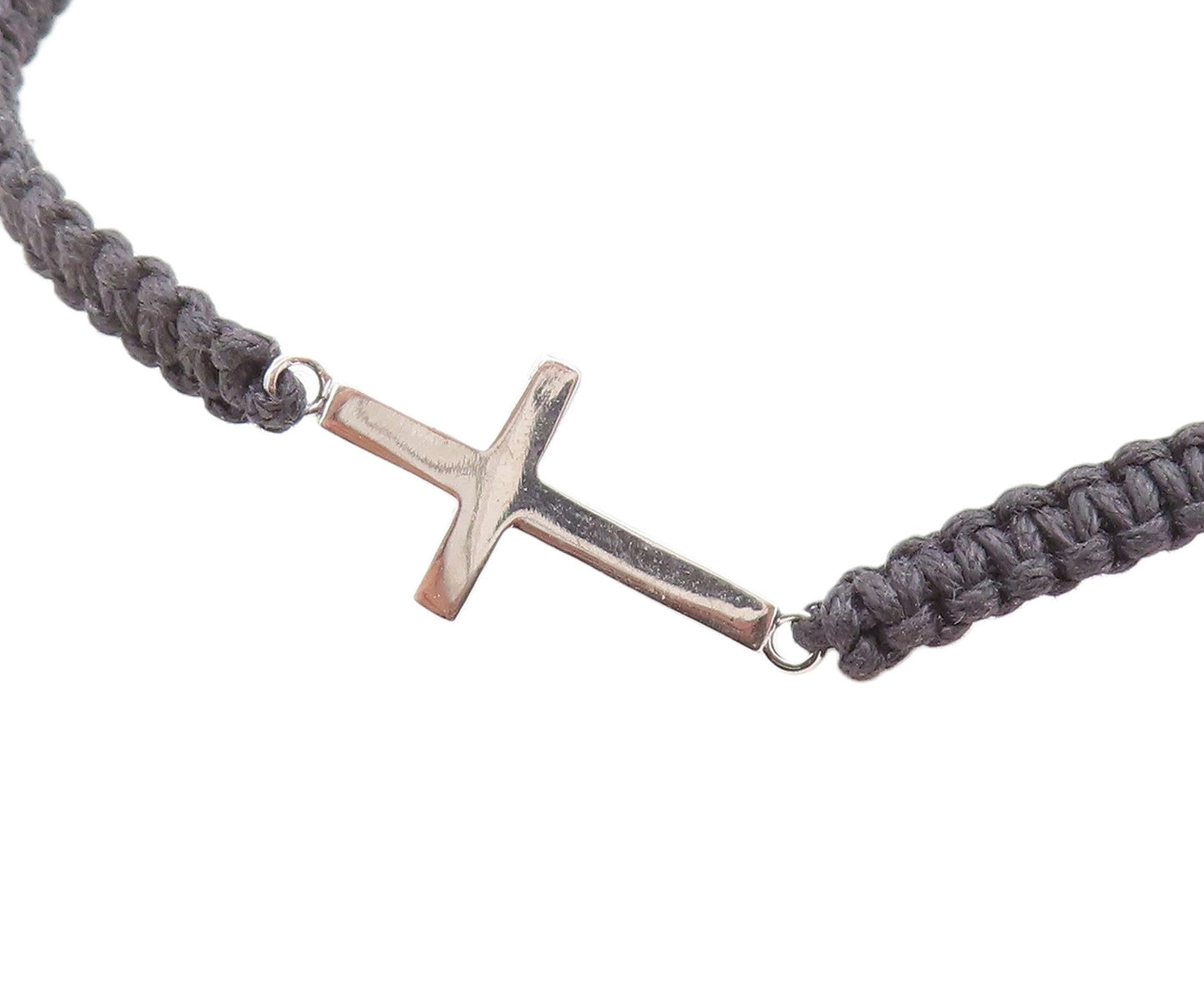 925 Sterling Silver  Religious Cross Adjustable Friendship Bracelet  BT1027