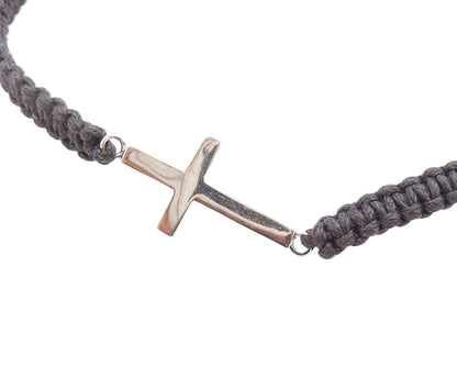 925 Sterling Silver  Religious Cross Adjustable Friendship Bracelet  BT1027