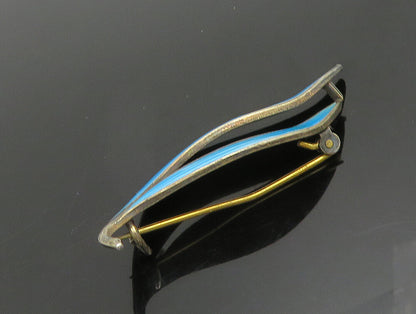 AKSEL HOLMSEN NORWAY 925 Silver  Vintage Guilloche Enamel Brooch Pin  BP9509