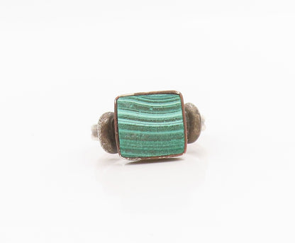 925 Sterling Silver Vintage Ring Malachite Split Shank Band  Sz 5.5  RG34316