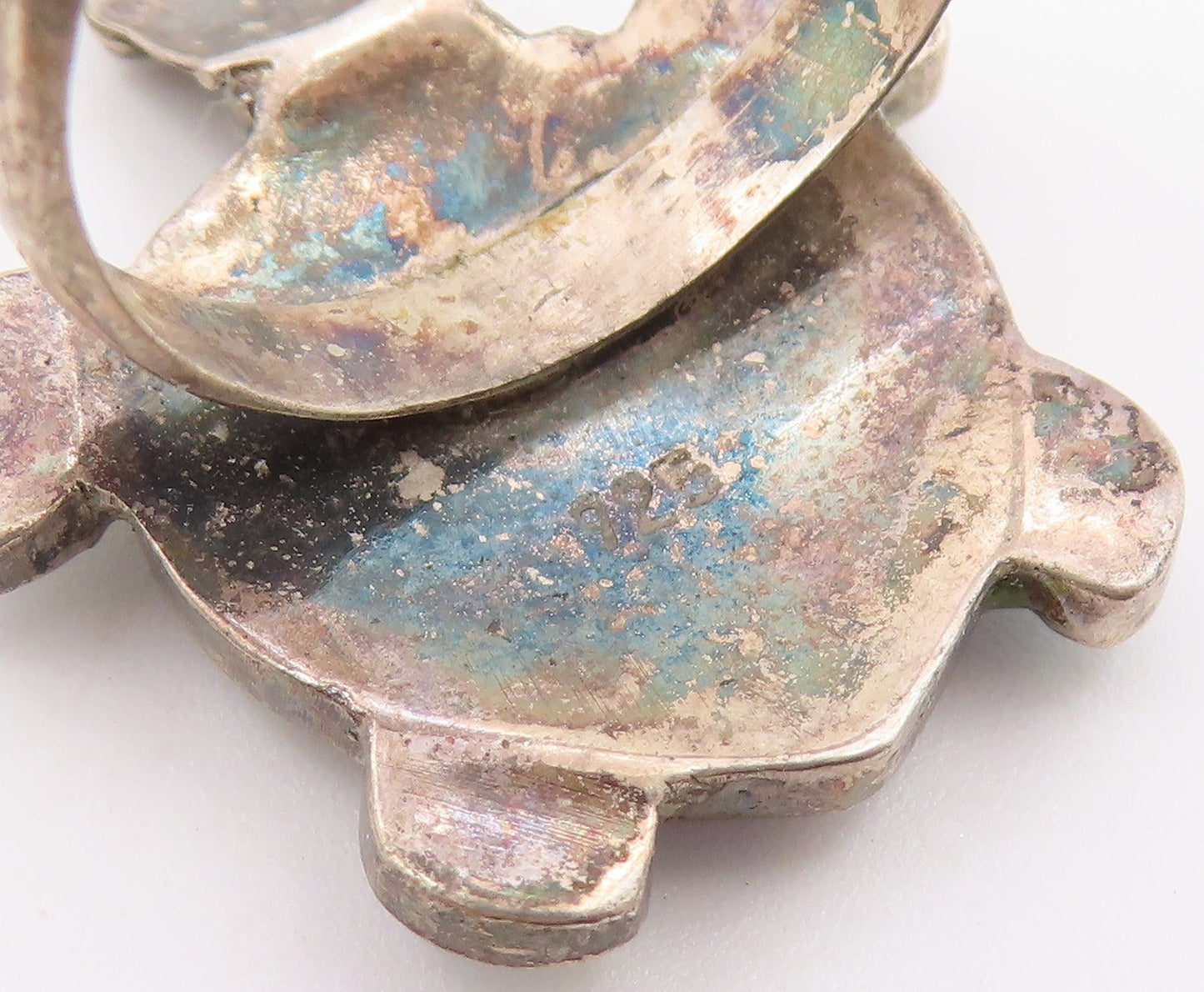 925 Sterling Silver Vintage Ring Classic Abalone Inlay Turtle Band Sz 8 RG36614