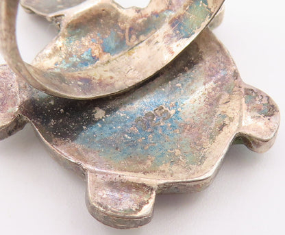 925 Sterling Silver Vintage Ring Classic Abalone Inlay Turtle Band Sz 8 RG36614