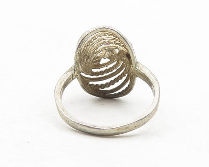 925 Sterling Silver  Vintage Petite Pink Topaz Twist Band Ring Sz 6  RG12037