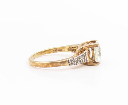 925 Sterling Silver Vintage Ring Gold Plated Elegant Topaz Band  Sz 9  RG34442