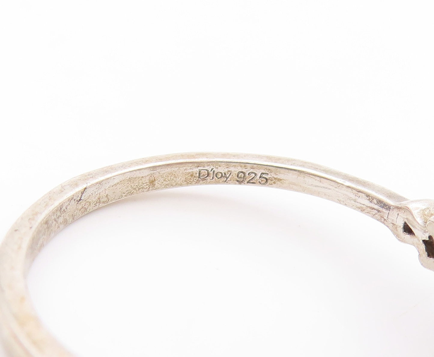 925 Sterling Silver Vintage Ring Diamonds Band & Oval Sapphire  Sz 8  RG32942