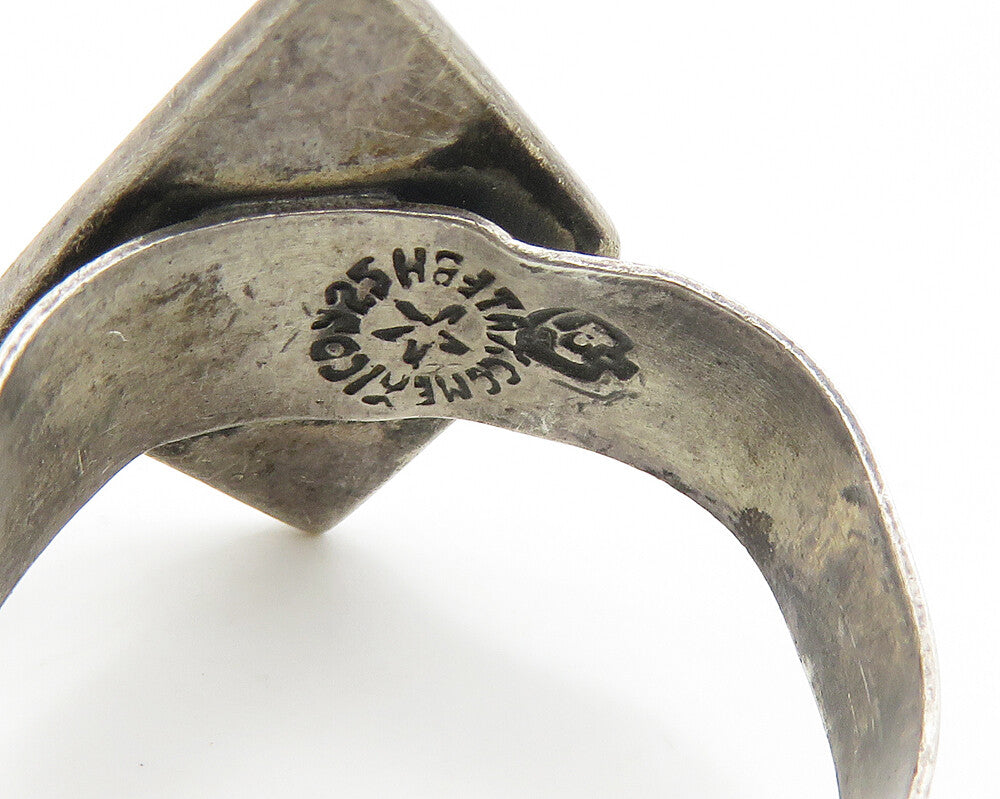 MEXICO 925 Silver  Vintage Egyptian Ankh Oxidized Band Ring Sz 12.5  RG18560