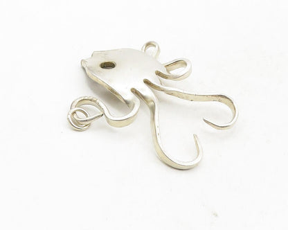 925 Sterling Silver  Vintage Shiny Modernist Fish Motif Drop Pendant  PT7661