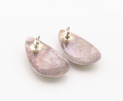 925 Sterling Silver Vintage Earrings Modernist Agate Teardrop Studs  EG14378