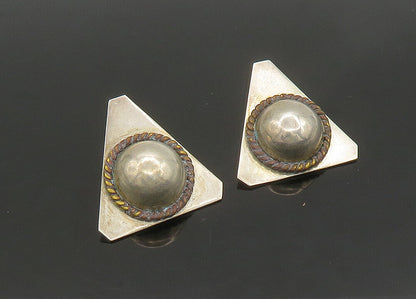 MEXICO 925 Sterling Silver  Vintage Two Tone Twist Dome Drop Earrings  EG11420