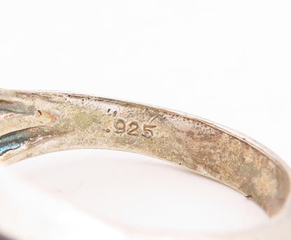 925 Sterling Silver Vintage Ring Oval Cabochon Fire Opal Band  Sz 10  RG34042