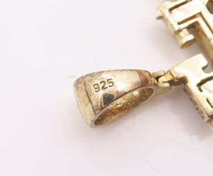 925 Sterling Silver  Vintage Shiny Cubic Zirconia Machine Gun Pendant  PT18421