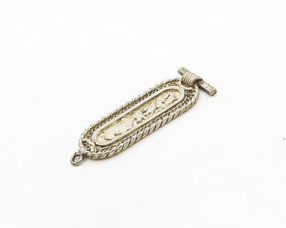 MIDDLE EAST 925 Sterling Silver Vintage Hieroglyphics Cartouche Pendant PT15608