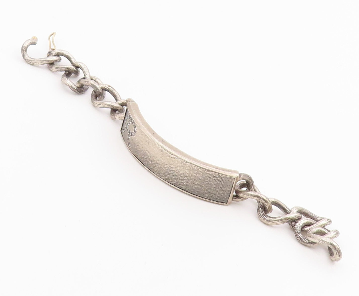 925 Sterling Silver Vintage Bracelet Real Diamonds Initial R Monogram  BT12164