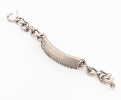 925 Sterling Silver Vintage Bracelet Real Diamonds Initial R Monogram  BT12164