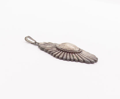 925 Sterling Silver Vintage Pendant Antique Solid Carved Roped Flower  PT22963