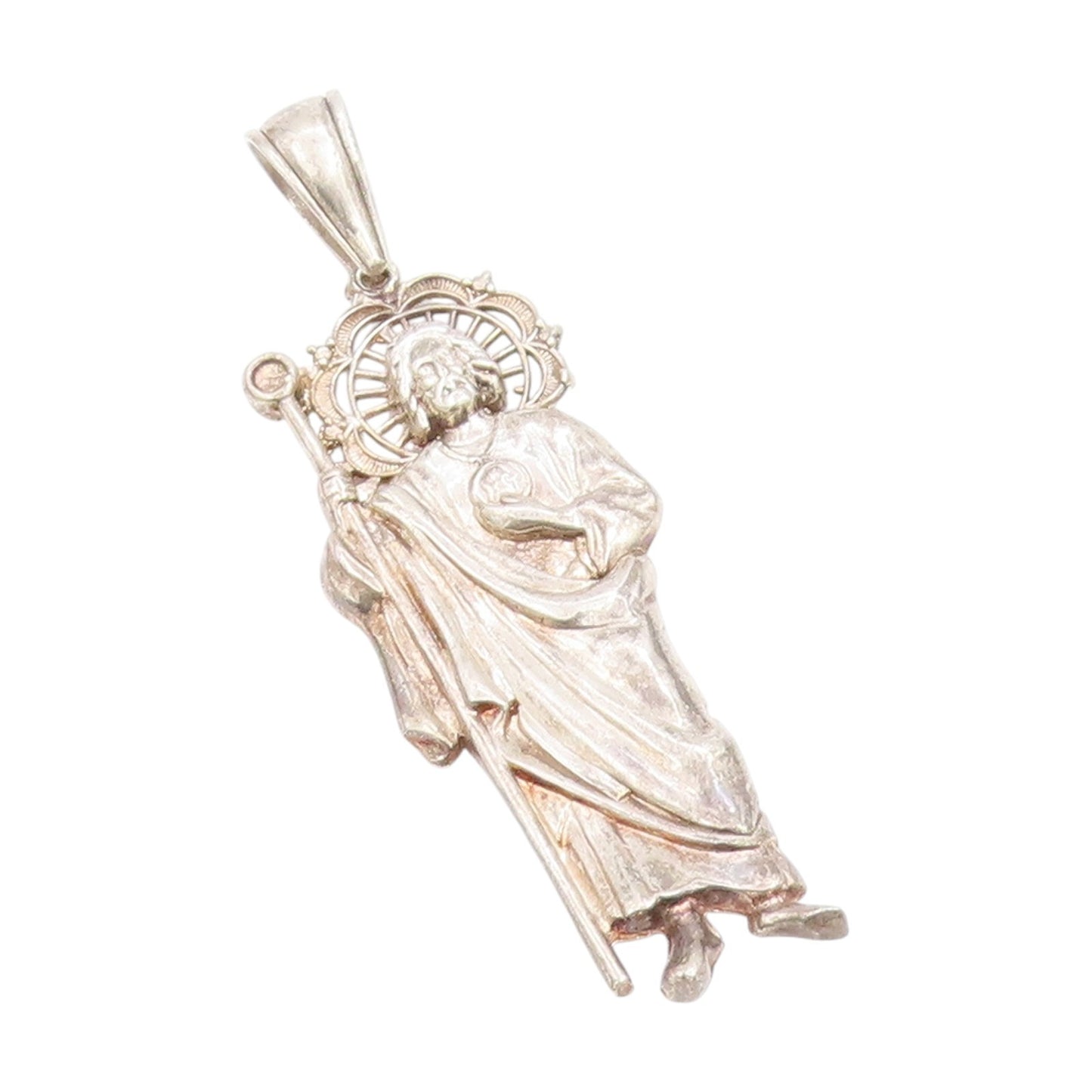 925 Sterling Silver Vintage Pendant Catholic Saint Jude Religious Locket PT25431