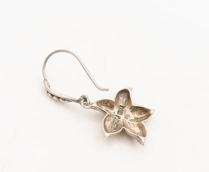 925 Sterling Silver  Vintage Solid Cutout Beaded Starfish Earrings  EG12765
