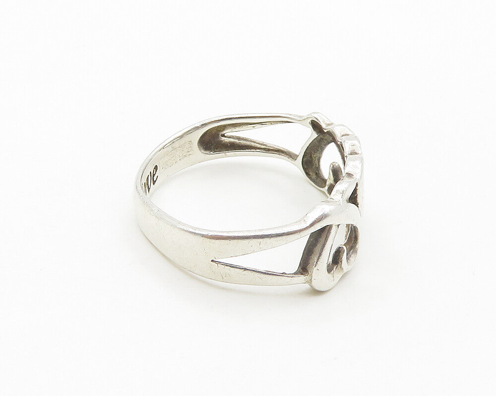 925 LA Sterling Silver  Shiny Love Etched Hearts Band Ring Sz 8.5  RG18442