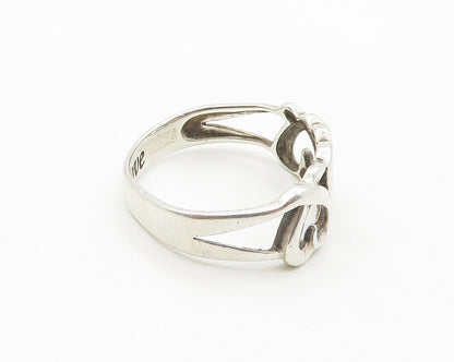 925 LA Sterling Silver  Shiny Love Etched Hearts Band Ring Sz 8.5  RG18442