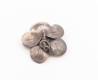 925 Sterling Silver Vintage Brooch Pin JOSEPH SKINGER Floral Petal  BP12659
