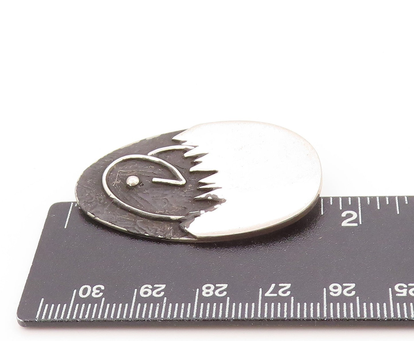 925 Sterling Silver Vintage Brooch Designer Yin & Yang Of The Owl  BP11867