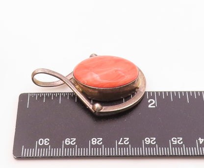 MEXICO 925 Sterling Silver Vintage Cabochon Rhodochrosite Pendant PT22302