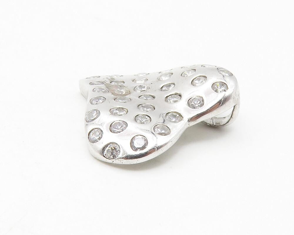925 Sterling Silver  Shiny Topaz Dotted Shiny Love Heart Pendant  PT9462