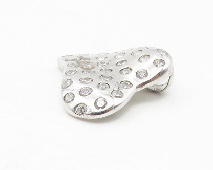 925 Sterling Silver  Shiny Topaz Dotted Shiny Love Heart Pendant  PT9462