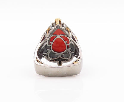 925 Sterling Silver Vintage Ring MICHAEL VALITUTTI Orange Gemstone  Sz 8 RG32470