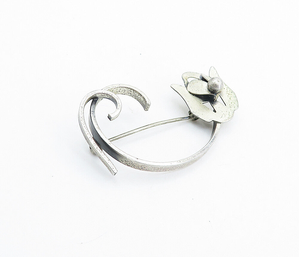 BEAU 925 Sterling Silver  Vintage Modernist Designed Dog Brooch Pin  BP2524