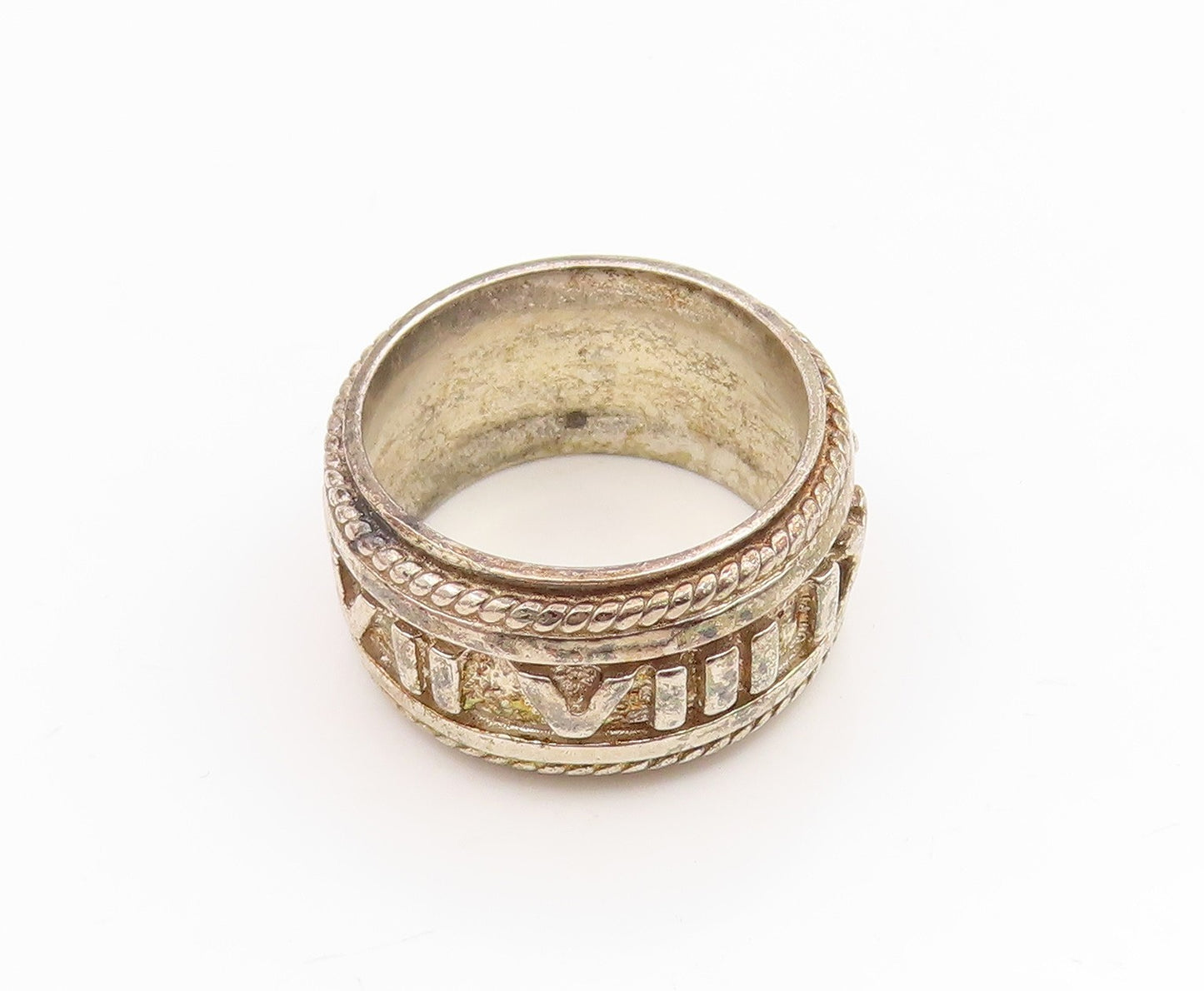925 Sterling Silver Vintage Ring DAVID SIGAL Roman Numerals  Sz 9.5  RG35909