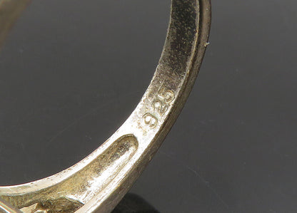 925 Silver  Vintage Tear Drop Cubic Zirconia Solitaire Ring Sz 7  RG22197