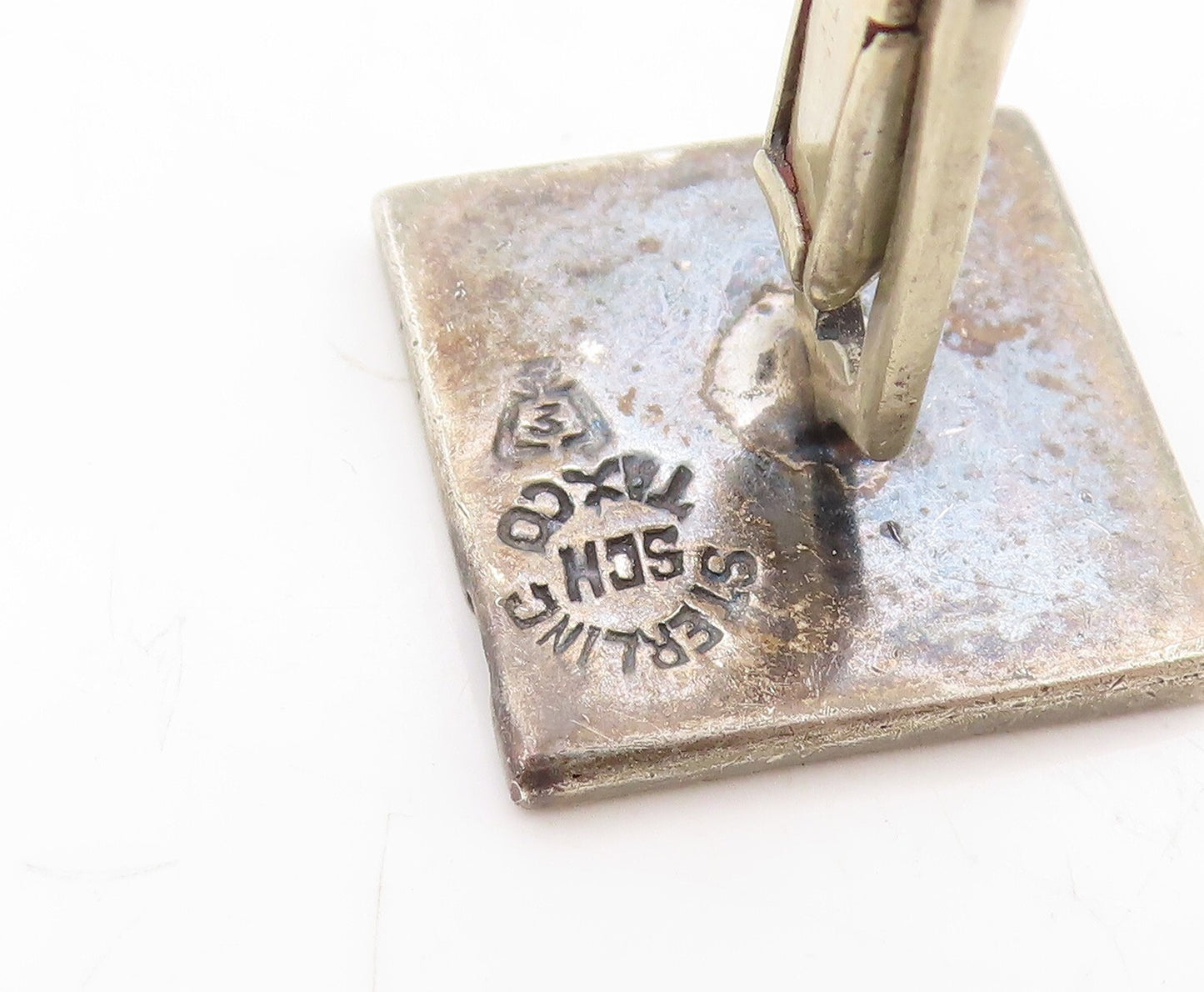 925 Sterling Silver Vintage Cuff Links DERGIO TAXCO Dark Tone Maze Key  TR3828