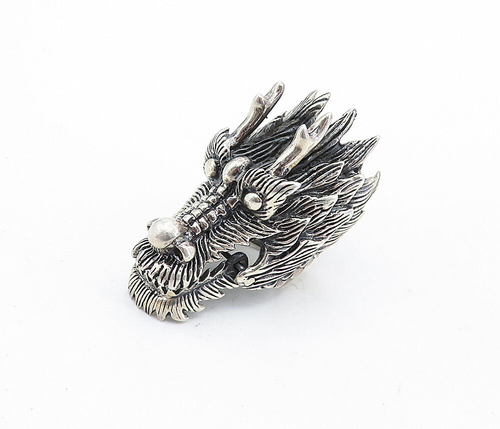 925 Sterling Silver  Vintage Dragon's Head Statement Ring Sz 5 (MOVES)  RG6895